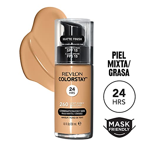 Revlon ColorStay Base de Maquillaje piel mixta/grasa FPS15 30ml, #260 Light Honey
