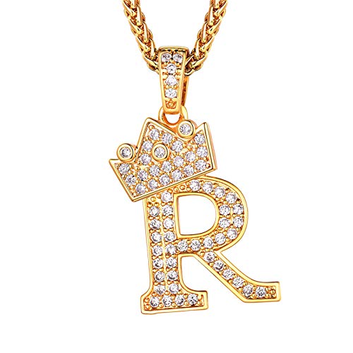 Richsteel Colgante Letra r Oro Collar Iniciales Dorados Letra para Cadena Dorada Gratis Caja de Regalo