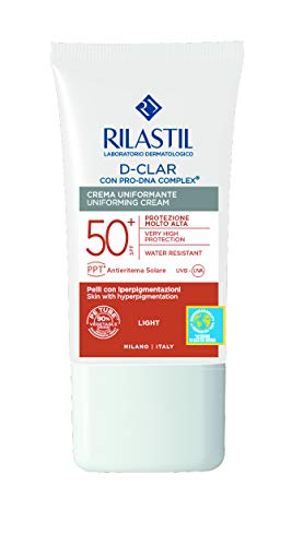Rilastil Sun System - Fotoprotector D-Clar 50+ Anti-Manchas que Unifica con Clari-Tech Complex, Resistente al Agua - Tono Light, 40 Mililitros
