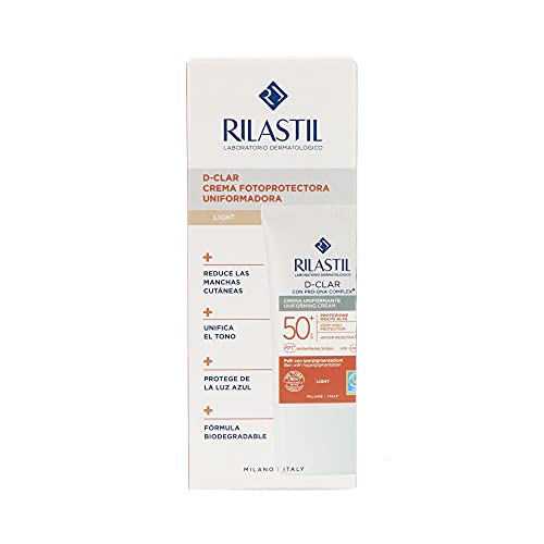 Rilastil Sun System - Fotoprotector D-Clar 50+ Anti-Manchas que Unifica con Clari-Tech Complex, Resistente al Agua - Tono Light, 40 Mililitros
