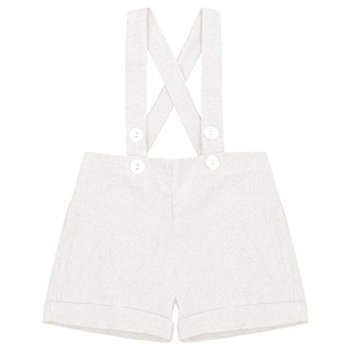 Ropa de bautizo para bebé, verano, camiseta de manga corta, pantalón corto y pajarita, 3 piezas, traje formal para fiestas, bodas, cumpleaños, tartas, sesiones de fotos., Blanco, 6-12 Meses