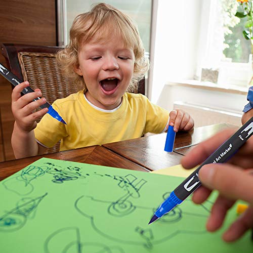 Rotuladores Lettering 48 Colores Rotuladores de punta doble, Pincel Rotuladores Acuarelables Plantillas Rotuladores Caligrafía Cómics adultos y niños, dibujar, hacer bocetos, pintar