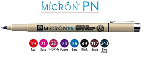 Sakura Pigma Micron PN - Set de 8 lápices Pigma Micron Everyday Pens y 05 NEGRO - Made in Japan