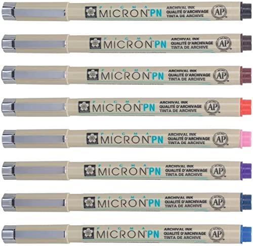 Sakura Pigma Micron PN - Set de 8 lápices Pigma Micron Everyday Pens y 05 NEGRO - Made in Japan