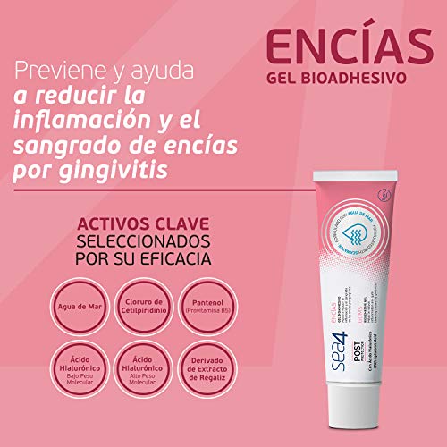 Sea4 Gel Bioadhesivo Encías, Coadyuvante del tratamiento de gingivitis y periodontitis, 0% Clorhexidina, Uso diario a largo plazo, 30ml