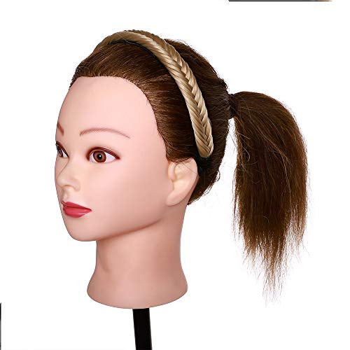 SEGO Extensiones de Cabello Diadema Trenza Elástica Mujer Pelo Sintético Se Ve Natural Accesorios Fishtail Braided Hair Headband Head Hoop [Rubio Miel/Blanqueador Rubio]
