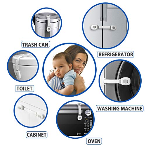 Seguridad Puertas Niño - Cierres Seguridad Bebe Cerraduras de Seguridad Bloqueo de Seguridad para Niños para Armarios Cajones Puertas WC Electrodomésticos 8 unidades(4 grises + 4 verdes）LOCN
