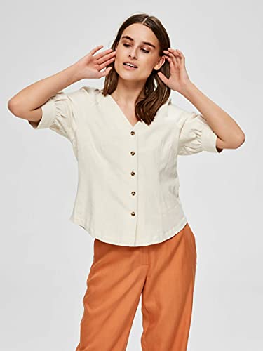 SELECTED FEMME Camisa femenina Petite de manga corta, arena, 42