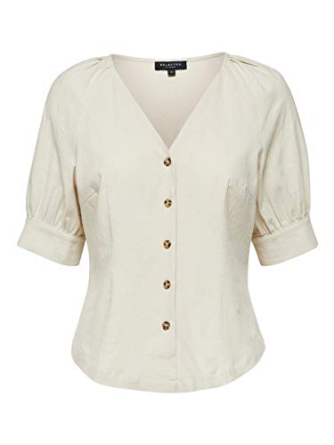 SELECTED FEMME Camisa femenina Petite de manga corta, arena, 42