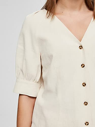 SELECTED FEMME Camisa femenina Petite de manga corta, arena, 42