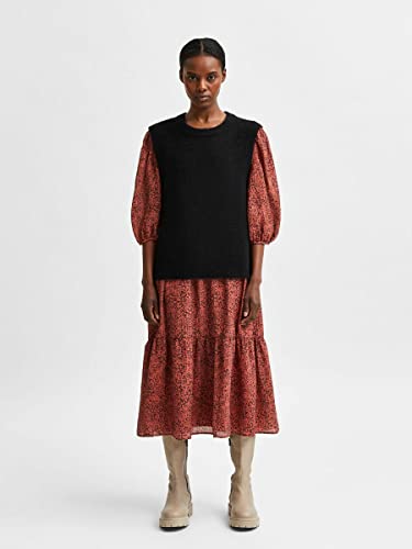 SELECTED FEMME Chaleco de punto femenino con cuello redondo., Negro , XXL