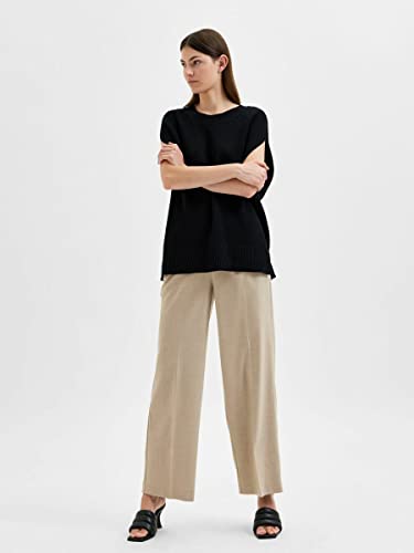 SELECTED FEMME Chaleco de punto femenino., Negro , XL