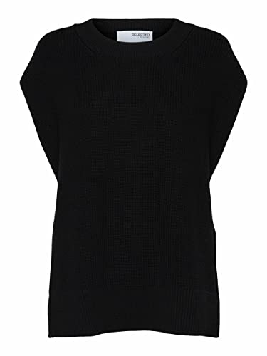 SELECTED FEMME Chaleco de punto femenino., Negro , XL
