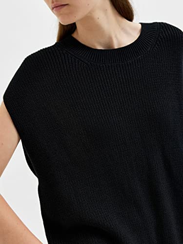 SELECTED FEMME Chaleco de punto femenino., Negro , XL