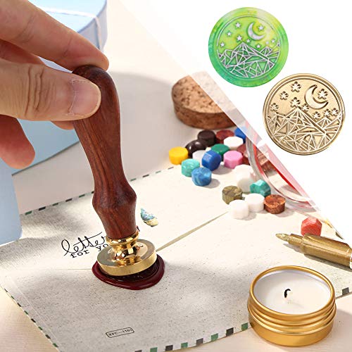 Sello de cera Vintage redondo antiguo estrella Luna lacre cera invitaciones Scrapbooking sello cabeza DIY sobre herramientas-ciruela,Estados Unidos
