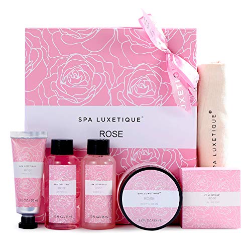 Set de Regalo para Mujer-Spa Luxetique Set de Spa a Rosa, Caja de Regalo para Ella, Con Crema de Manos, Loción Corporal, Baño de Burbujas, Gel de Ducha, Regalos Originales para Mujer