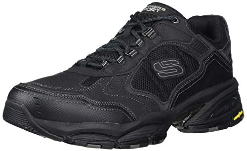 Skechers Vigor 3.0, Zapatillas Hombre, Negro (Black Leather/Black Mesh/Pu/Black Trim), 39.5 EU