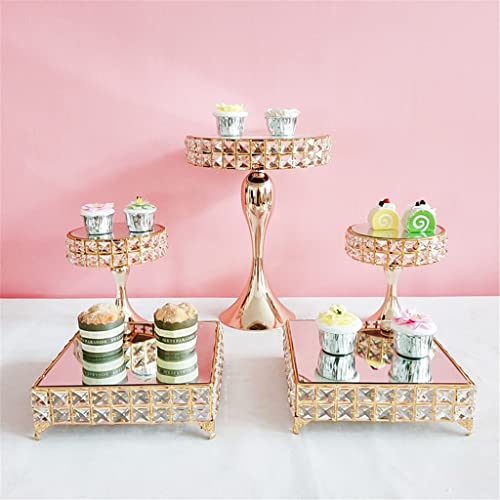 SLATIOM 1 set cuadrado cristal oro color cuadrado bandeja decorativa pastel juego cuadrado cristal (Color : A)