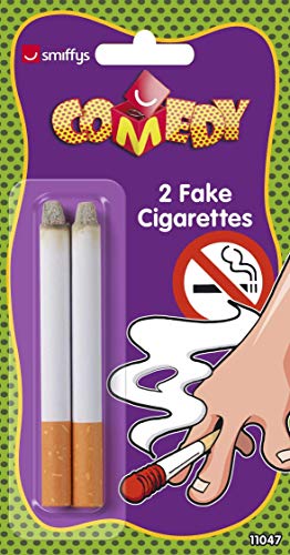 Smiffy's-11047 Cigarros postizos, 2, Color Blanco, No es Applicable (11047)