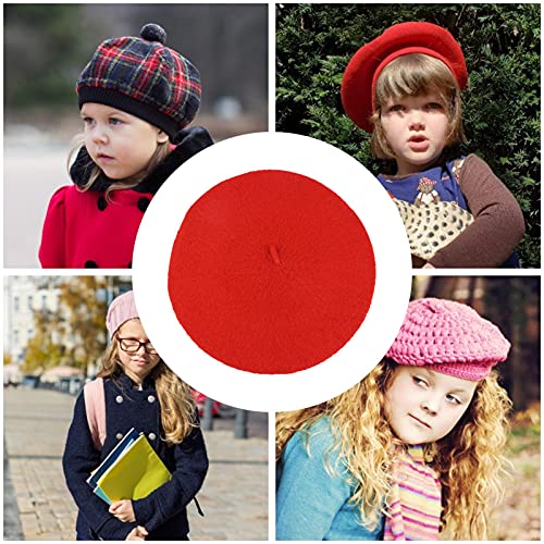 Sombrero Boinas para Niñas Sombrero Gorro Boina Estilo Francés Color Sólido para Niños Otoño Invierno Boina Color Puro Lana Vintage Llanura Cálida Sombrero Casual Regalo Cumpleaños Navidad para Niña