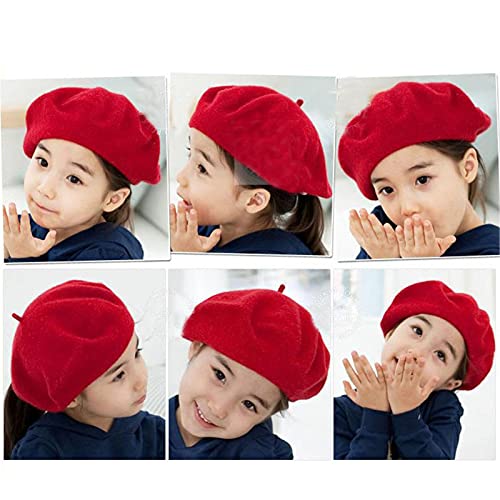 Sombrero Boinas para Niñas Sombrero Gorro Boina Estilo Francés Color Sólido para Niños Otoño Invierno Boina Color Puro Lana Vintage Llanura Cálida Sombrero Casual Regalo Cumpleaños Navidad para Niña