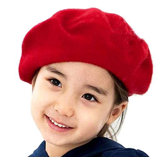 Sombrero Boinas para Niñas Sombrero Gorro Boina Estilo Francés Color Sólido para Niños Otoño Invierno Boina Color Puro Lana Vintage Llanura Cálida Sombrero Casual Regalo Cumpleaños Navidad para Niña