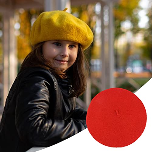 Sombrero Boinas para Niñas Sombrero Gorro Boina Estilo Francés Color Sólido para Niños Otoño Invierno Boina Color Puro Lana Vintage Llanura Cálida Sombrero Casual Regalo Cumpleaños Navidad para Niña