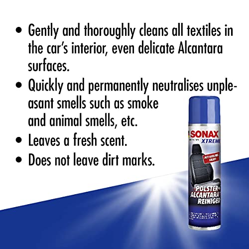 SONAX XTREME Limpiador de tapizados+Alcantara coche (400 ml) limpia todos los textiles interiores a fondo | N.° 02063000-544