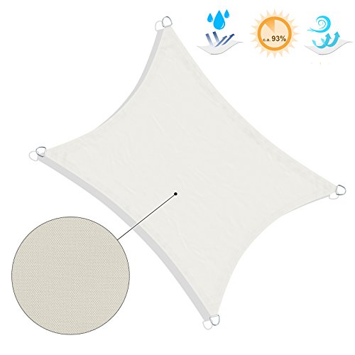 SONGMICS 2 x 3 m Vela Solar, Resistente al Agua Más Que 1000 mm, 93% Protección UV Vela Solar en Poliéster Resistente a Desgarro y Intemperie, para Patio Jardín, Terraza, Camping, Blanco GSH23WT
