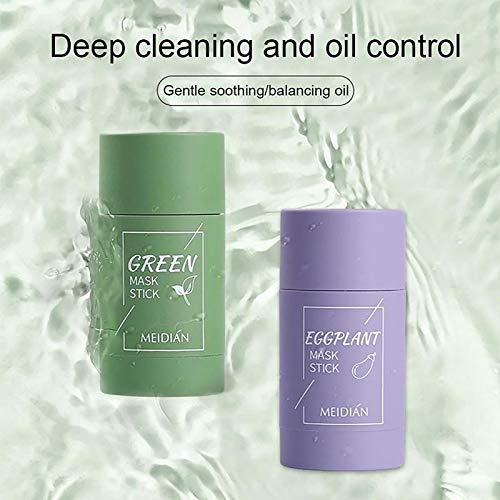 Soolike 2PC TIK Tok Máscara De Té Verde Palito De Té Verde,Green Mask Stick Meidian,Facial Mask Stick,Green Mask,Green Tea Cleansing Mask,Berenjena Hidratante(Té Verde + Berenjena).