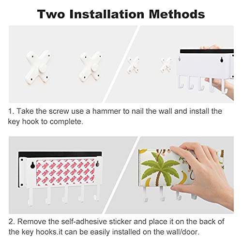 Soporte para correo y llaves para decoración de pared, organizador de correo con 5 ganchos dobles y 1 clasificador de correo, perfecto para decoración del hogar para entradas, mono, plátano, coco