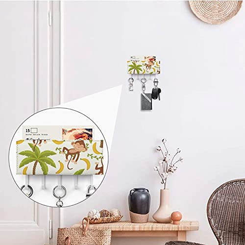 Soporte para correo y llaves para decoración de pared, organizador de correo con 5 ganchos dobles y 1 clasificador de correo, perfecto para decoración del hogar para entradas, mono, plátano, coco
