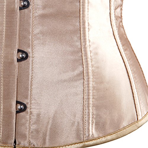 Stay Mujer Satinado Underbust Corsé Cintura Cincher Lace Up Boned Bodyshaper Lencería 3X-Large Beige