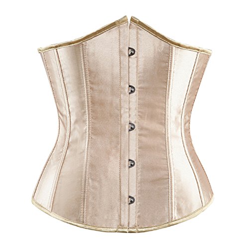 Stay Mujer Satinado Underbust Corsé Cintura Cincher Lace Up Boned Bodyshaper Lencería 3X-Large Beige
