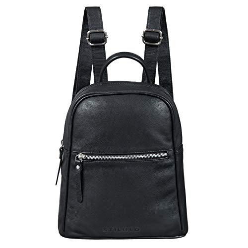 STILORD 'Scarlett' Mochila Mujer Pequeña Cuero Bolsa de Mano Hombro para Diario Salir o Trabajo de auténtica Piel, Color:Negro