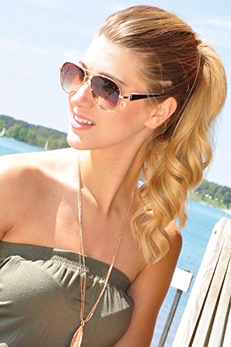 styleBREAKER Damas Aviadoras con lentes tintadas, gafas de sol con sienes lacadas y strass 09020053, color:Marco dorado / delineado de vidrio marrón degradado