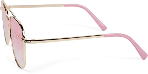 styleBREAKER Damas Aviadoras Gafas de sol con aplicación de estrás, lentes de policarbonato tintado y marco de metal 09020119, color:Montura de oro / vidrio Gradiente rosa