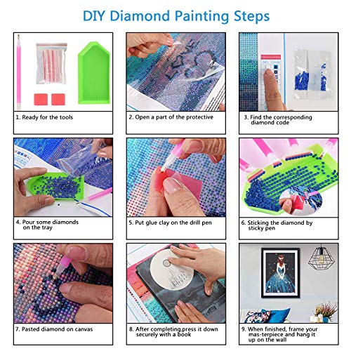 SUPCHON Pintura de Diamante, Juego Completo de Pintura de Diamante 5d, Bricolaje, Taladro Completo, imágenes de Pintura de Diamante para decoración de la Pared del hogar, Pintura de Diamante