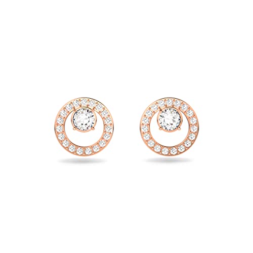 Swarovski Creativity Pendientes de botón, Circular, Blanco, Baño tono oro Rosa