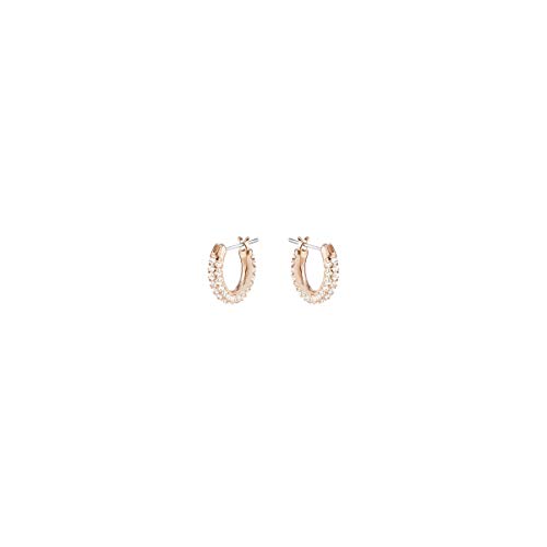 Swarovski Stone Pendientes de aro, Pequeño, Blanco, Baño tono oro Rosa