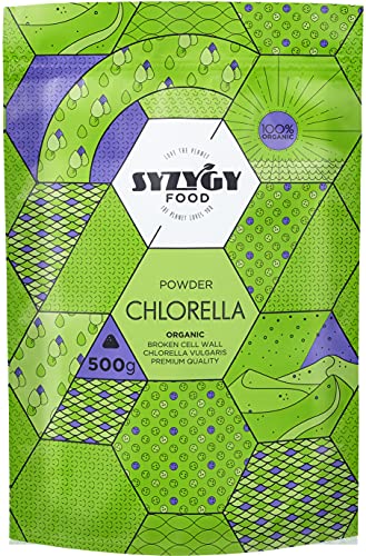 SYZYGY FOOD | Chlorella en Polvo Ecológica Certificada | 500g | Máxima Pureza 100% BIO Chlorella Pared Celular Rota | Proteína Vegana | Detox - Vegano - Saciante | B12 - Vitaminas - Minerales