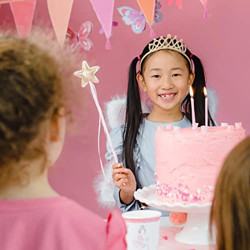 Talking Tables Accesorios de Princesa dress up para niñas, conjunto de diadema y varita ‘We heart Pink.’ Rosa y oro. Plástico y cinta.