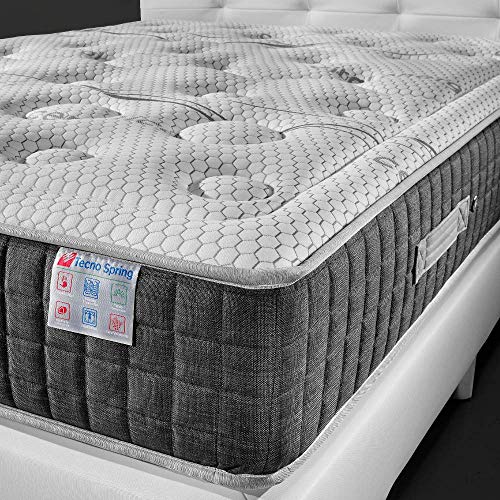Tecnocolchón - Colchón de Muelles Ensacados y Viscoelástica 160x200 Tecno Spring® Visco y 24 cm de Altura | Reversible Verano-Invierno | Tejido Strech Cerámico | Alto Confort y Descanso.