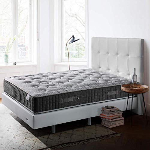 Tecnocolchón - Colchón de Muelles Ensacados y Viscoelástica 160x200 Tecno Spring® Visco y 24 cm de Altura | Reversible Verano-Invierno | Tejido Strech Cerámico | Alto Confort y Descanso.