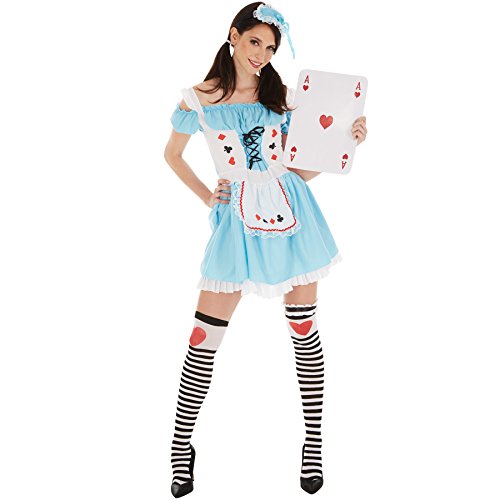 TecTake dressforfun Disfraz de Alicia para Mujer | Vestido Corto | Incl. Medias hasta Las Rodillas y Precioso Sombrero (XL | No. 301048)