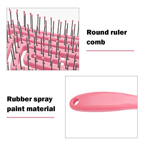 TOFBS Cepillo para el cabello, secado más rápido, cepillos para el cabello con ventilación curvada profesional para mujeres, hombres, cabello liso grueso, rizado, seco y húmedo (Rosa)