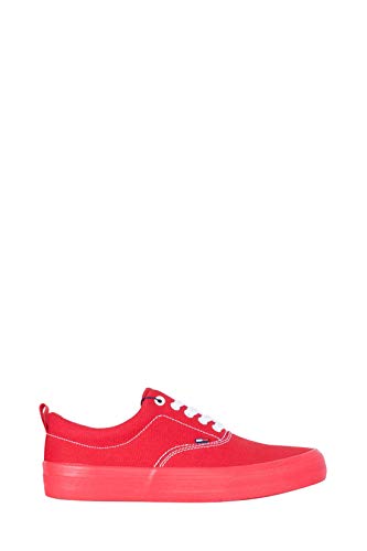 TOMMY JEANS Men - Red cotton canvas classic trainers - Number 42