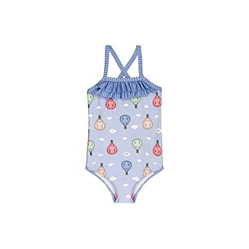 TOUS BABY - Bañador Tirante Cruzados de Niña. Estampado Globo. Colores: Rosa y Celeste. (1 Mes - 4 Años) (Celeste, 3-6 Meses)