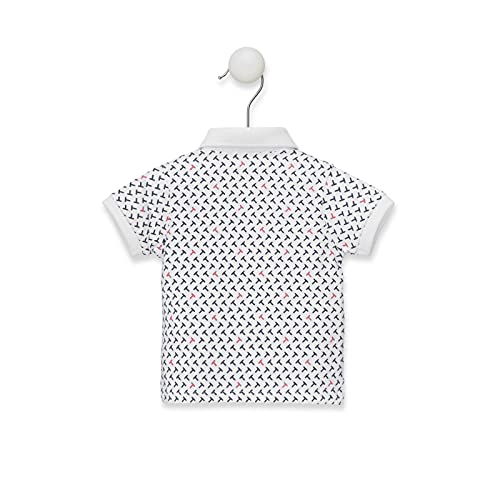 TOUS BABY - Polo Manga Corta para Niño, Micro Estampado con Oso Bordado. (1-3 Meses)