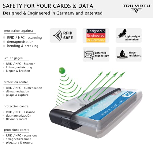 TRU VIRTU® Estuche para Tarjetas de crédito ultraliviano de Aluminio Silver Arrow Plata I Tarjetero I protección RFID-NFC I Aluminio I Billetera I Slim Wallet I Card-Holder